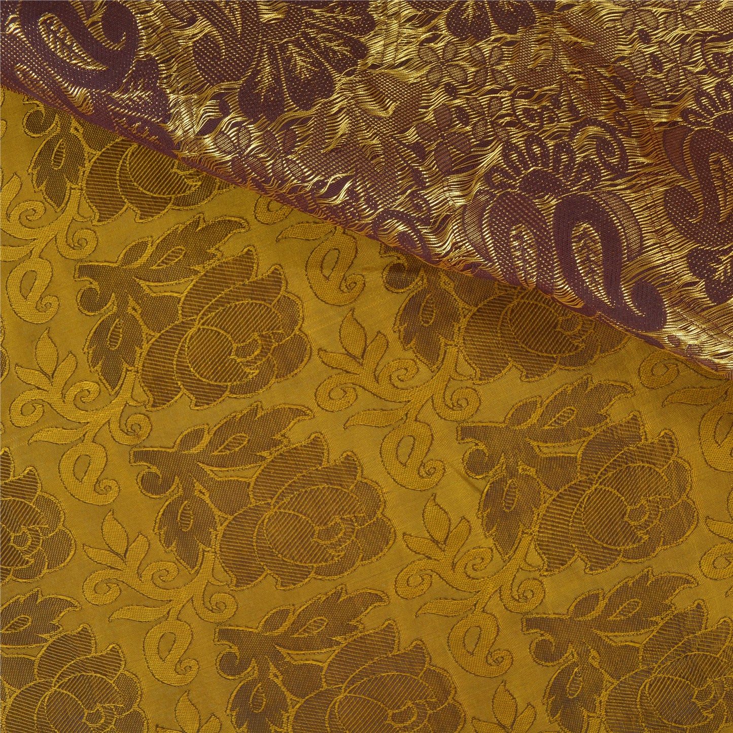 Санскрити Винтаж Шафран Тяжелые Индийские Сари Искусство Шелк Тканые Парчовые Сари Экологичная Ткань