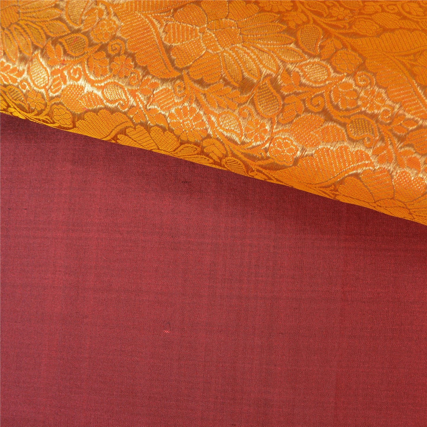 Sanskriti Vintage Red Heavy Sarees Pure Satin Silk Woven Brocade Sari 5yd Sustainable Fabric