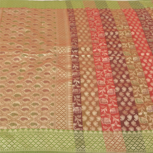 Sanskriti Vintage Heavy Sarees Tanchoi Blend Georgette Woven Brocade Sari Sustainable Fabric