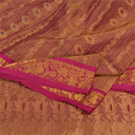 Sanskriti Vintage Pink Sarees Pure Silk Woven Rare Kanjivaram Sari Fabric