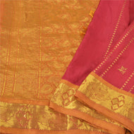 Sanskriti Vintage Dark Red Sarees 100% Pure Silk Woven Kanjivaram Sari Fabric