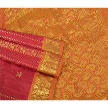 Load image into Gallery viewer, Sanskriti Vintage Dark Red Sarees 100% Pure Silk Woven Kanjivaram Sari Fabric
