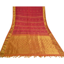 Load image into Gallery viewer, Sanskriti Vintage Dark Red Sarees 100% Pure Silk Woven Kanjivaram Sari Fabric
