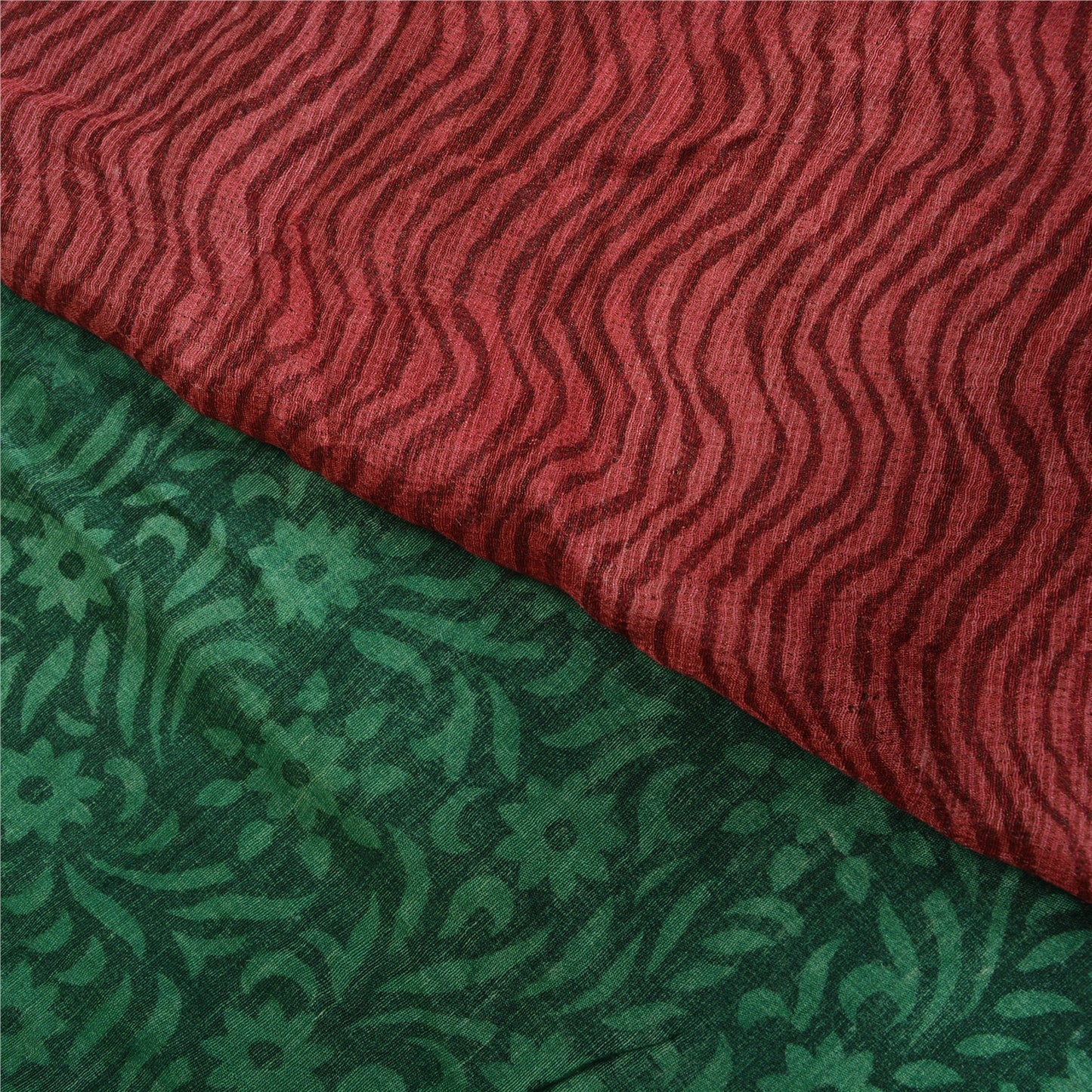 Sanskriti Vintage Green Heavy Indian Sarees 100% Pure Silk Printed Sari Sustainable Fabric