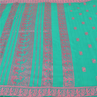 Sanskriti Vintage Green Heavy Sarees 100% Pure Silk Woven Baluchari Sari Fabric