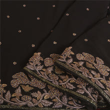 Load image into Gallery viewer, Sanskriti Vintage Black Bollywood Sarees Pure Georgette Silk Beaded Sari Fabric
