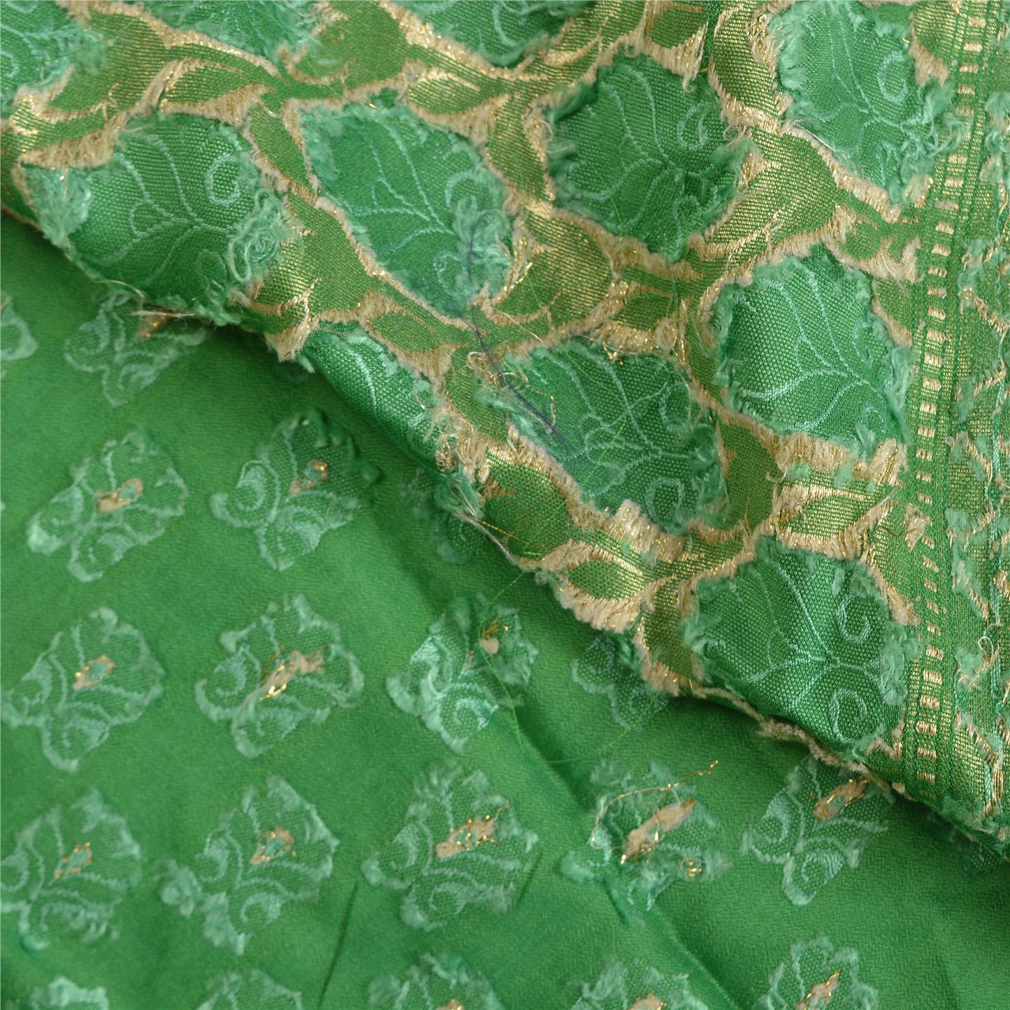 Sanskriti Vintage Green Indian Sarees Pure Silk Woven Premium Sari Sustainable Fabric