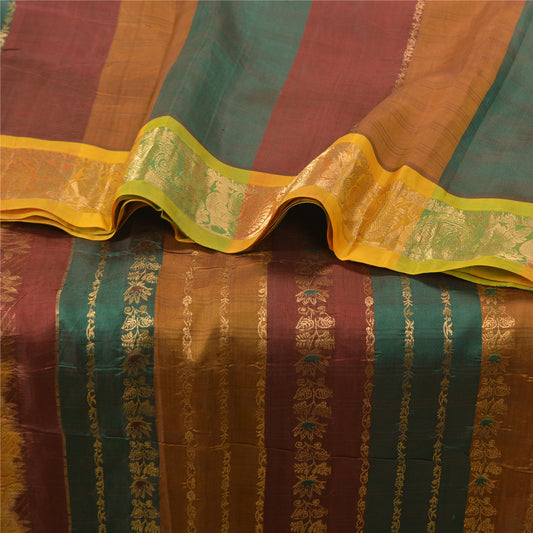 Sanskriti Vintage Multicolor Sarees Pure Silk Woven Brocade/Banarasi Sari Sustainable Fabric