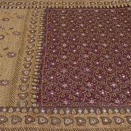 Sanskriti Vintage Purple Indian Sarees Cotton Hand Beaded Woven Sari Fabric