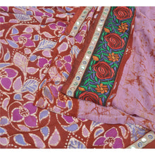 Load image into Gallery viewer, Sanskriti Vintage Purple Sarees Pure Silk Embroidered Batik Work Sari Fabric
