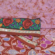 Sanskriti Vintage Purple Sarees Pure Silk Embroidered Batik Work Sari Fabric