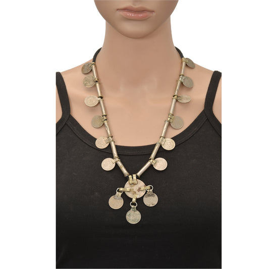 Санскритское винтажное индийское антикварное ожерелье 25 пайсов для утренника Дори Банджара в племенном стиле