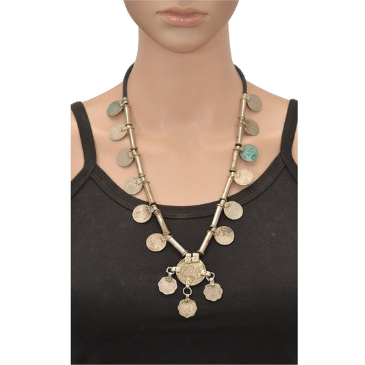 Санскритское винтажное индийское антикварное ожерелье 25 пайсов для утренника Дори Банджара в племенном стиле