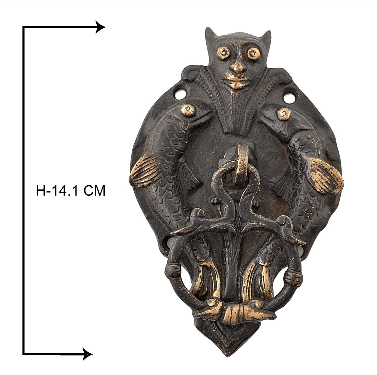 Sanskriti Vintage Antique Look Buddha Head Door Knocker Architectural Solid Brass