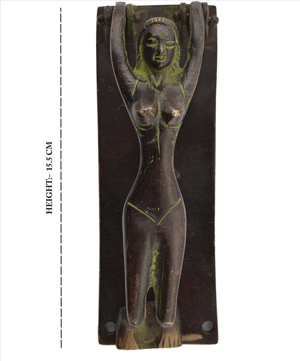 Sanskriti Vintage Antique Vintage Look Door Handle Lady Sculpture Handcrafted Solid Brass Pulls
