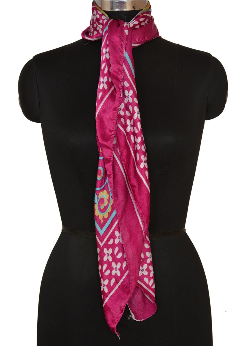 Sanskriti Vintage New Printed Head Scarf Women Ladies Neck Wrap Hijab Satin Silk Soft Floral Veil