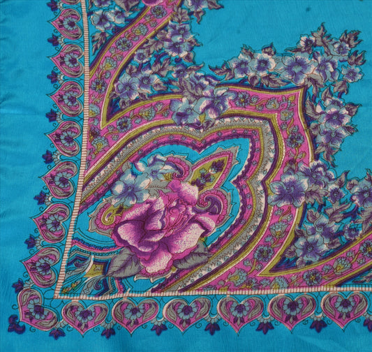 Sanskriti Vintage New Printed Head Scarf Women Ladies Neck Wrap Floral Hijab Satin Silk Soft Veil