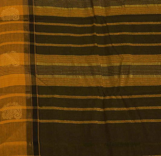 Sanskriti Vintage New Indian Saree Cotton Woven Green Craft Sustainable Fabric Sari With Blouse Piece