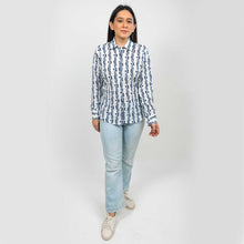 Load image into Gallery viewer, Sanskriti 100% Pure Cotton Casual Hand Block Printed Blue &amp; White Full Sleeve Shirt

