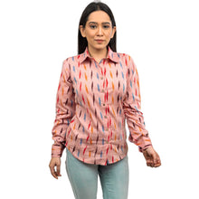 Load image into Gallery viewer, Sanskriti Pink Pure Cotton Hand Woven Ikat Work Casual Full Sleeves Shirt
