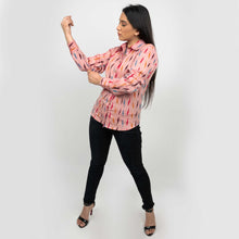 Load image into Gallery viewer, Sanskriti Pink Pure Cotton Hand Woven Ikat Work Casual Full Sleeves Shirt
