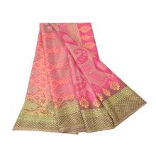 Load image into Gallery viewer, Sanskriti Vintage Pink Sarees Moss Crepe Floral Printed Sari Decor Craft Fabric
