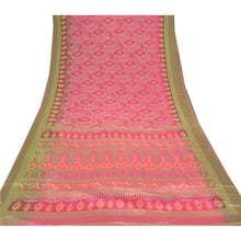 Load image into Gallery viewer, Sanskriti Vintage Pink Sarees Moss Crepe Floral Printed Sari Decor Craft Fabric
