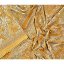 Load image into Gallery viewer, Sanskriti Vintage Mustard Sarees Moss Crepe Printed Sari Floral Craft Fabric
