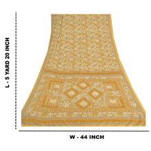 Load image into Gallery viewer, Sanskriti Vintage Mustard Sarees Moss Crepe Printed Sari Floral Craft Fabric
