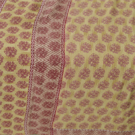 Sanskriti Vintage Green Sarees Moss Crepe Printed Sari 5 Yard Craft Soft Sustainable Fabric