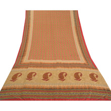 Load image into Gallery viewer, Sanskriti Vintage Fawn Sarees Moss Crepe Paisley Printed Craft Fabric Sari
