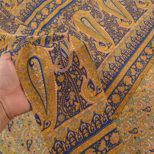 Sanskriti Vintage Multi Sarees Moss Crepe Printed Sari Soft Floral Craft Sustainable Fabric