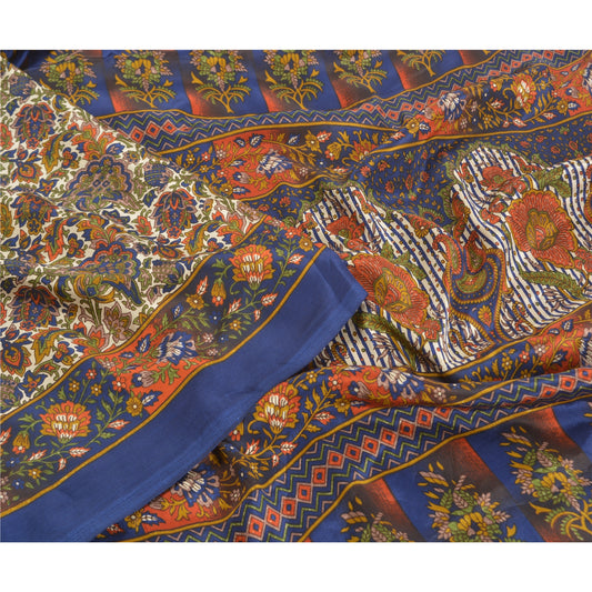 Sanskriti Vintage Multi Sarees Mos Crepe Printed Sari Blødt Blomsterhåndværk Bæredygtigt Stoff