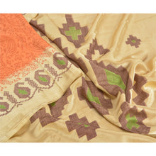 Load image into Gallery viewer, Sanskriti Vintage Kasuti Printed Orange Sarees Moss Crepe Sari Soft Craft Fabric
