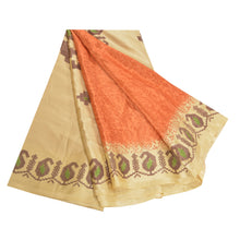 Load image into Gallery viewer, Sanskriti Vintage Kasuti Printed Orange Sarees Moss Crepe Sari Soft Craft Fabric
