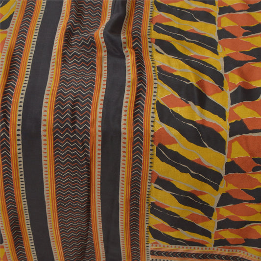 Sanskriti Vintage Multicolor Sarees Moss Crepe Printed Sari 5 Yard Craft Sustainable Fabric