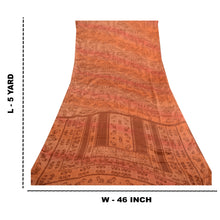Load image into Gallery viewer, Sanskriti Vintage Sarees Brown Moss Crepe Sari Printed Floral Soft Craft Fabric
