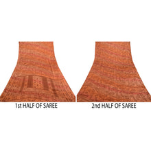 Load image into Gallery viewer, Sanskriti Vintage Sarees Brown Moss Crepe Sari Printed Floral Soft Craft Fabric
