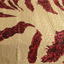 Load image into Gallery viewer, Sanskriti Vintage Sarees Cream Printed Self Moss Crepe Sari Floral Craft Fabric
