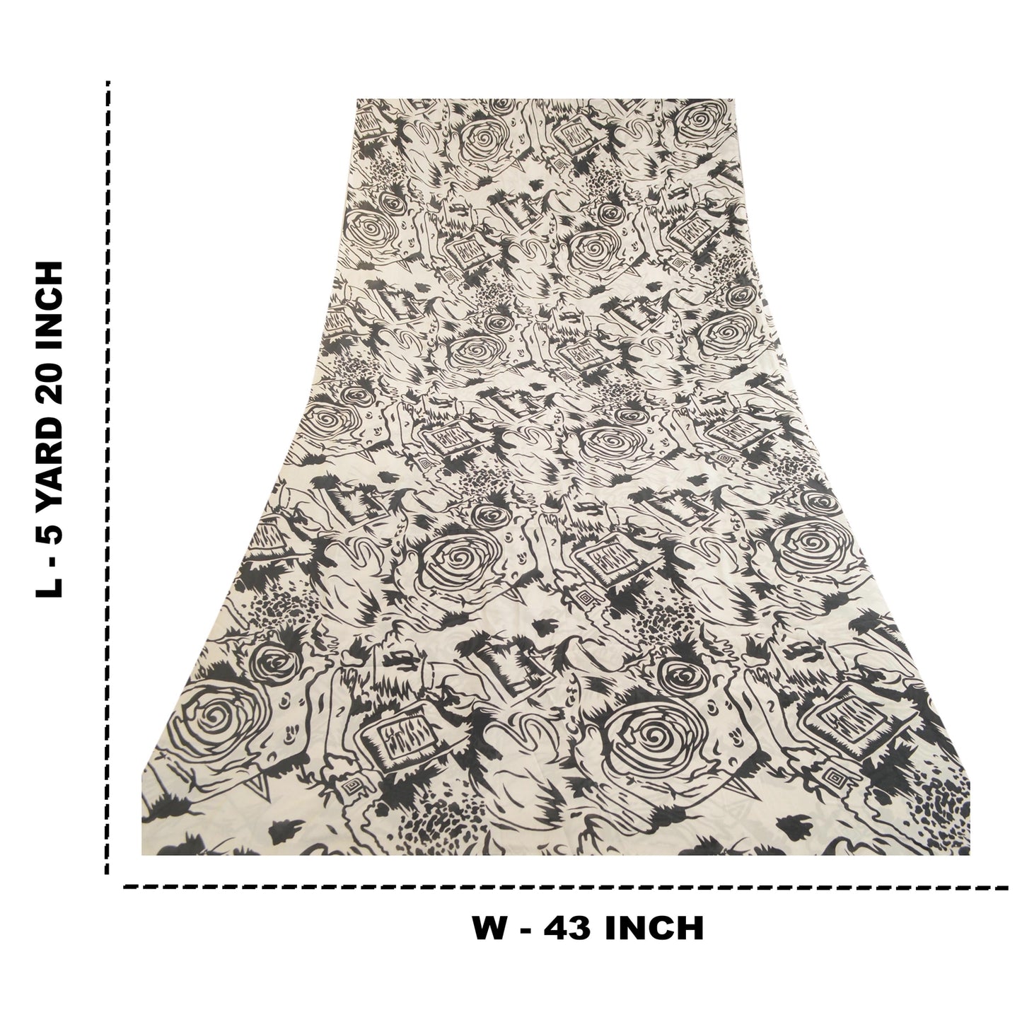 Sanskriti Vintage Sarees Indian Ivory Artificial Silk Printed Sari Craft Sustainable Fabric