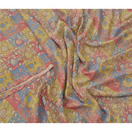 Sanskriti Vintage Sarees Moss Crepe Printed Indian Sari 5 Yd Craft Decor Fabric