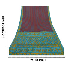 Load image into Gallery viewer, Sanskriti Vintage Purple Sarees Moss Crepe Printed Sari 5 Yd Craft Decor Fabric
