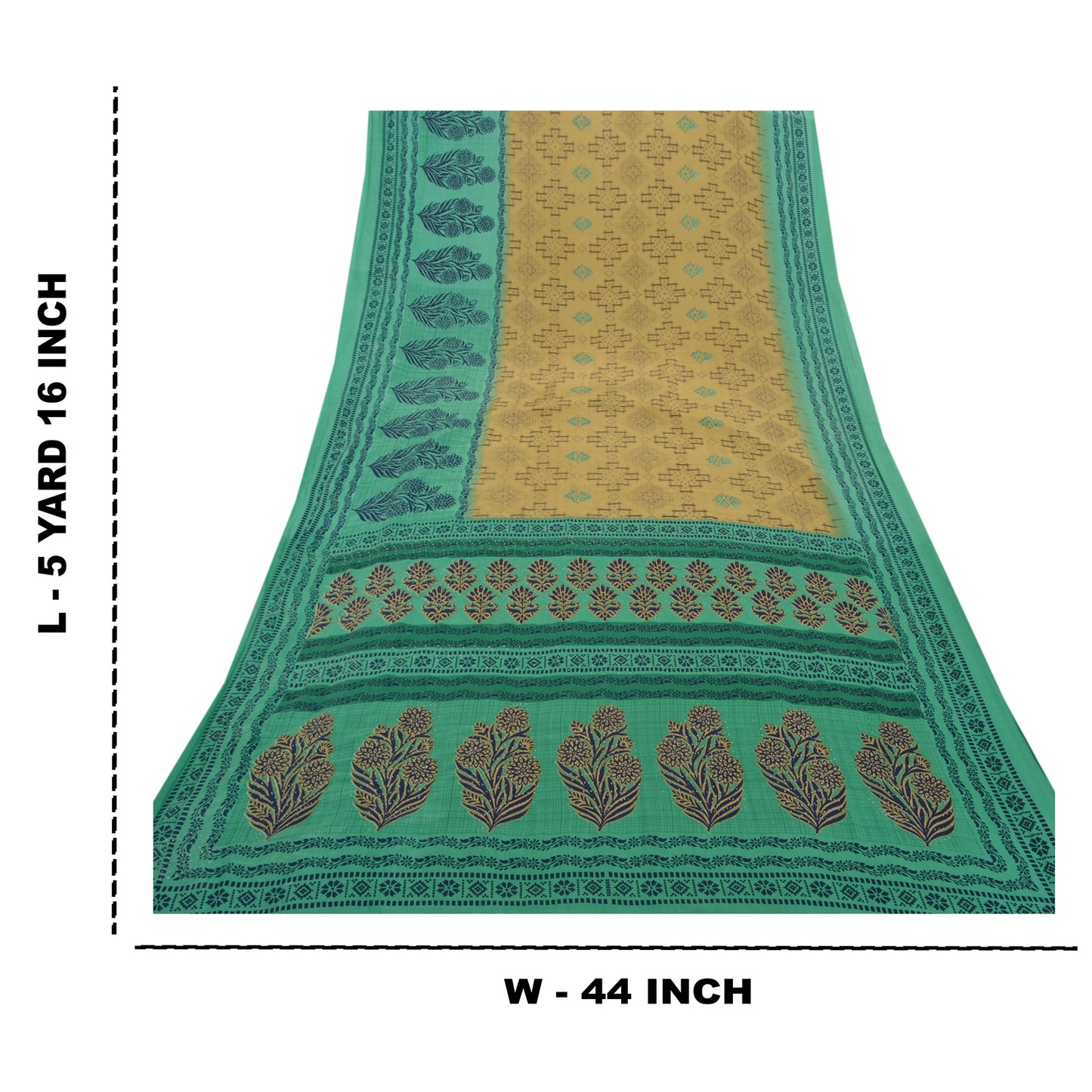 Sanskriti Vintage Beige Indian Sarees Moss Crepe Printed Mukesh Work Sari Sustainable Fabric