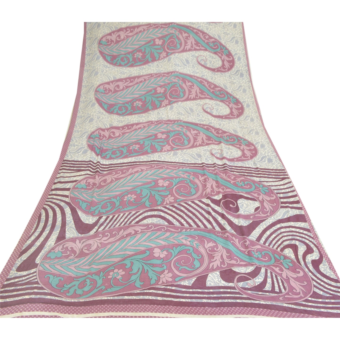 Sanskriti Vintage Purple Indian Sarees Art Silk Sustainable Fabric Craft Printed Soft Sari