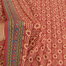 Load image into Gallery viewer, Sanskriti Vintage Dark Red Sarees Art Silk Fabric Craft Printed 5 Yard Sari
