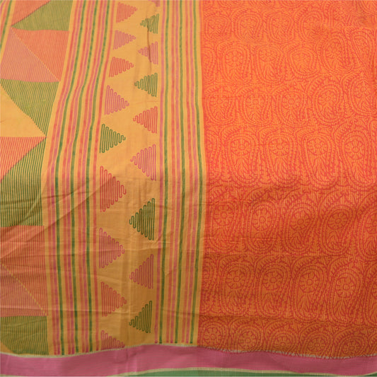 Sanskriti Vintage Red Sarees Poly Cotton Printed Kota Sari Floral Craft Sustainable Fabric