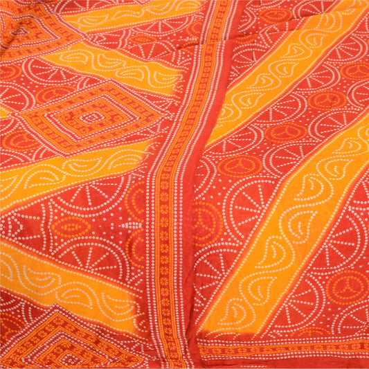 Sanskriti Vintage Red Bandhani Sarees Pure Cotton Printed Sari Soft Craft Sustainable Fabric