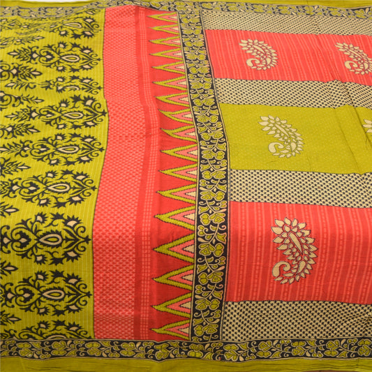 Sanskriti Vintage Sarees Indian Multi Printed 100% Pure Cotton Sari Craft Sustainable Fabric