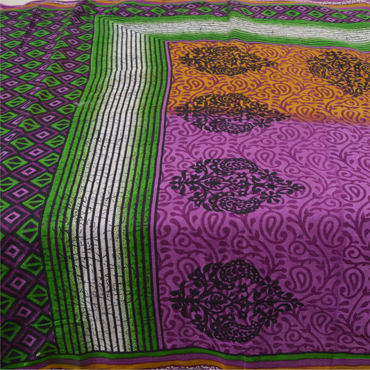 Sanskriti Vintage Sarees Indian Multicolor Pure Cotton Printed Sari Craft Sustainable Fabric