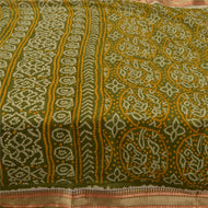 Sanskriti Vintage Sarees Green Bandhani Printed Pure Cotton Sari Craft Fabric
